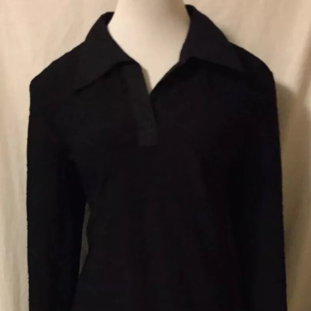 Apostrophe Stretch Large black long sleeve blouse